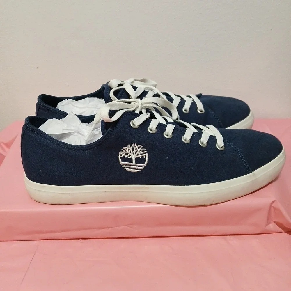 Men's Size 10 Timberland Union Wharf Oxford Canvas Sneakers Dark Blue